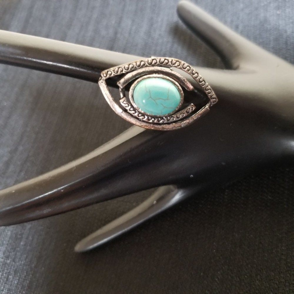 One size vintage ring turquoise silver